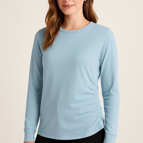Sundry Baby Blue Rouched Sweatshirt Size XS NWT - Picture 1 of 6